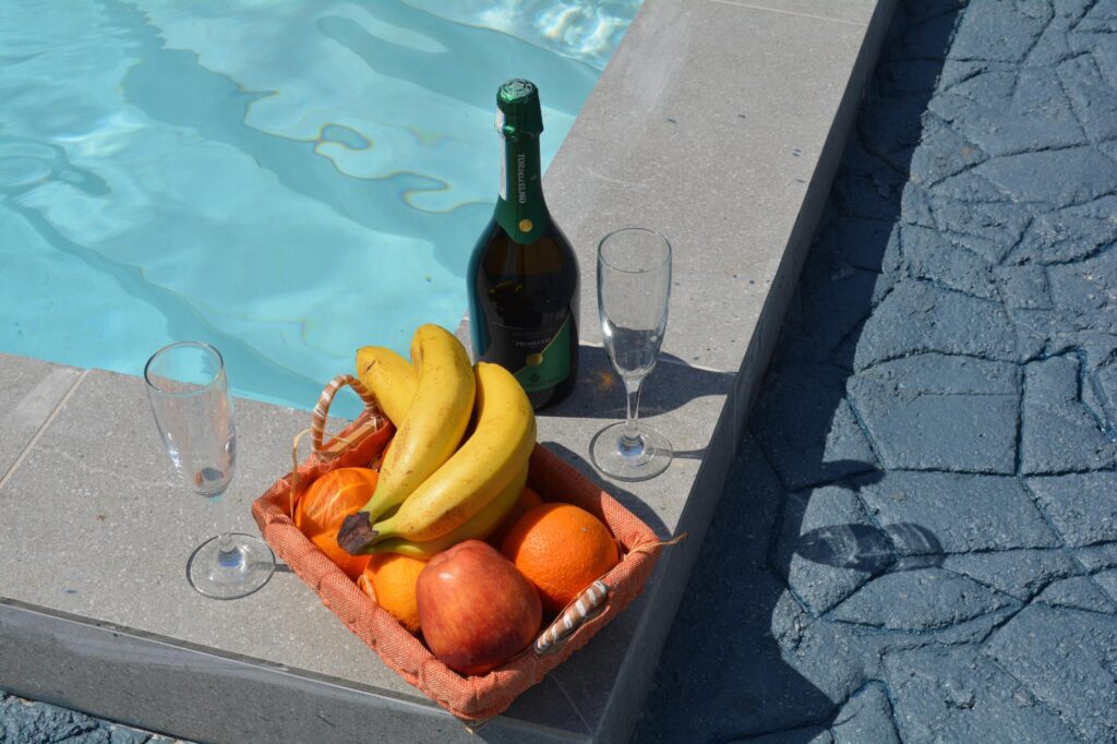 fruits on the pool side